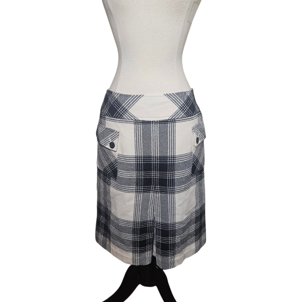 Talbots plaid midi Skirt size 4 NWOT Black and Cream